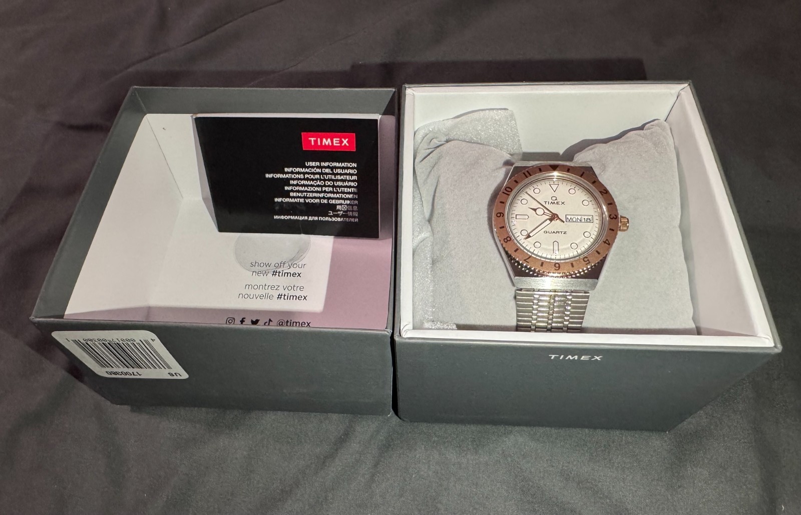 Timex Q 36mm Women’s Watch TW2U95600VQ Silver/Rose Gold Mesh – NIB with Papers