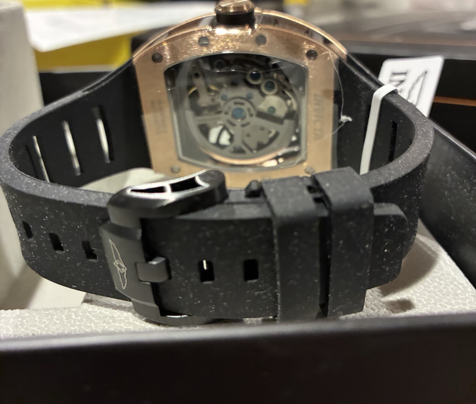 Invicta S1 Rally Interstellar Men’s Automatic Skeleton Rose Gold Black Strap