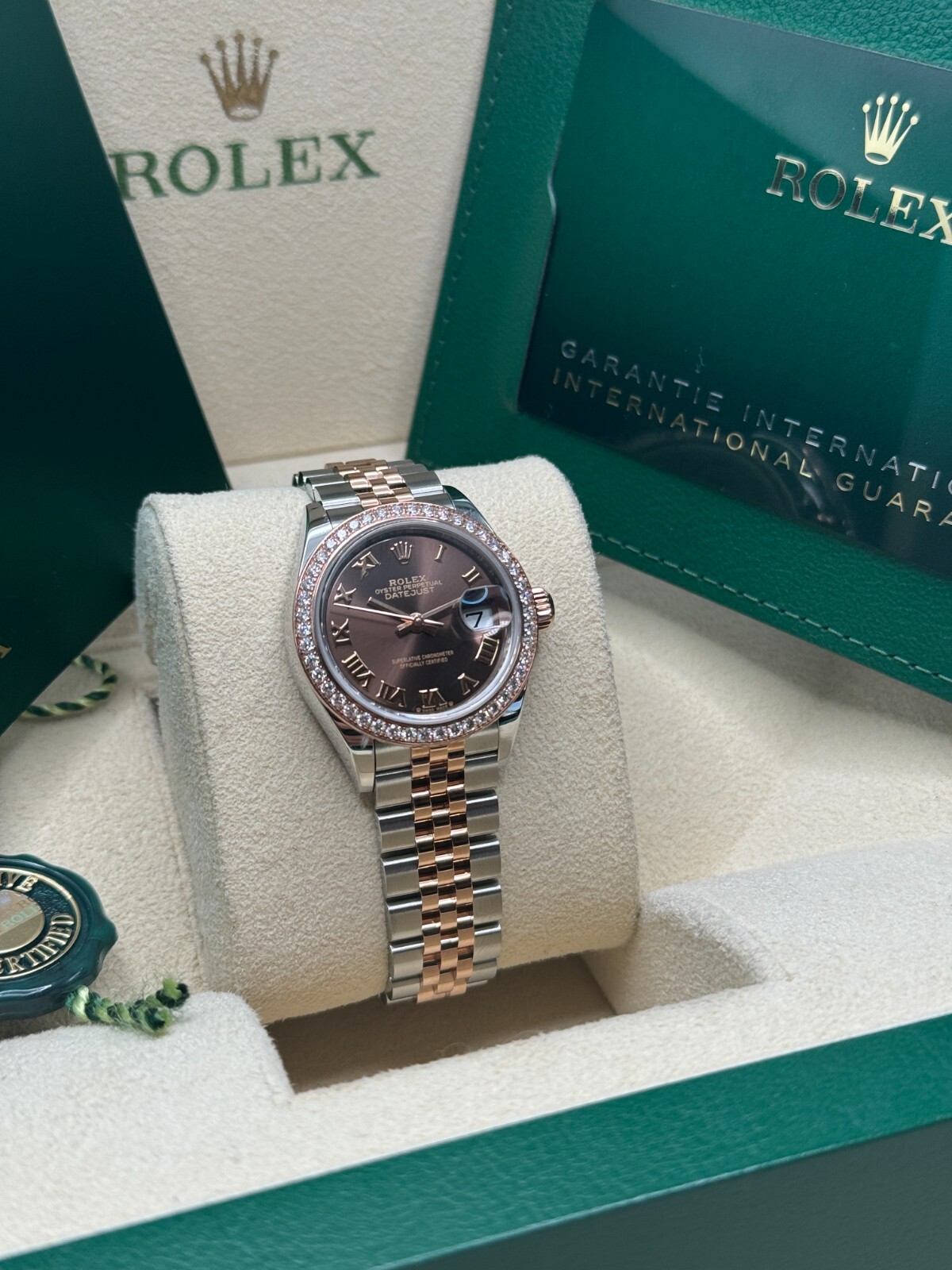 Rolex Lady-Datejust Unworn Chocolate Brown Roman Dial Diamond Bezel 279381RBR
