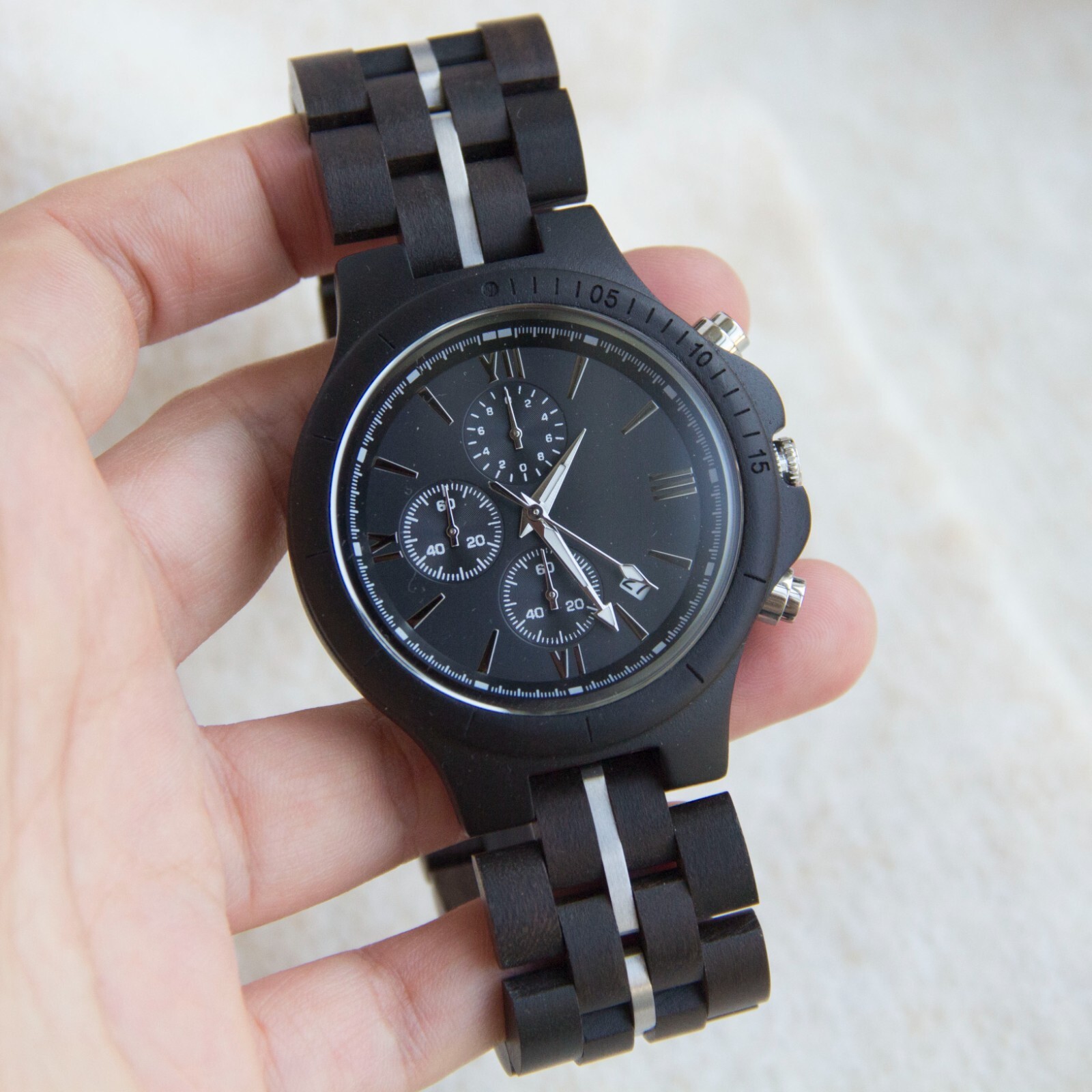 Men’s Wood Watch Handmade Chronograph Wooden Watch Gift to Men