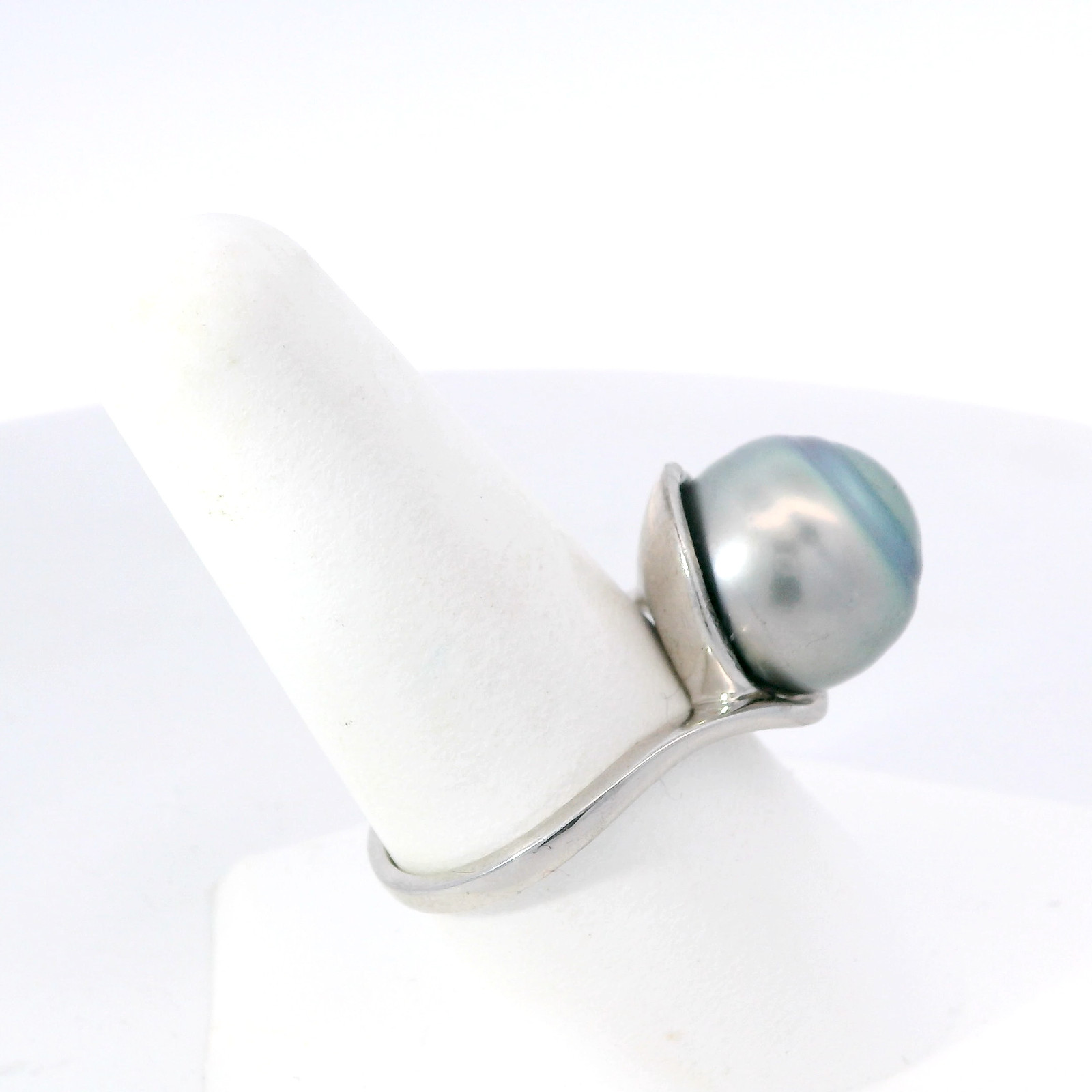925 Sterling Silver 13.4mm Genuine Natural Tahitian Pearl Ring Size 9