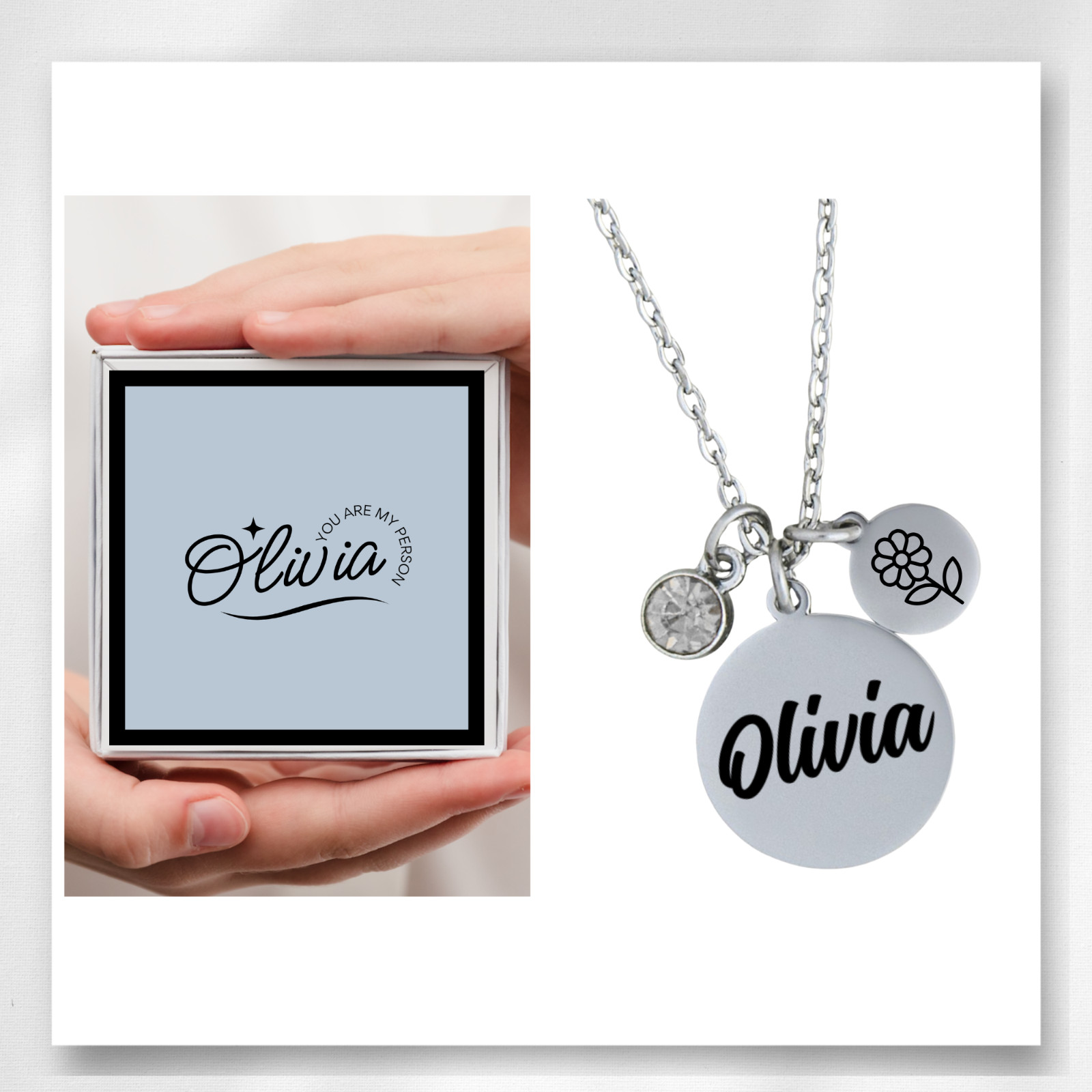 Personalized Name Necklace Birthstone Custom Pendant Jewelry