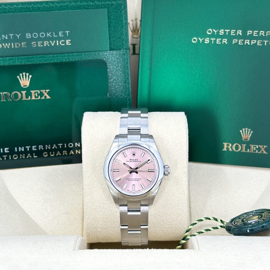 Rolex Oyster Perpetual, Oystersteel, 28mm, Pink, Ref# 276200-0004, Unworn, 2024