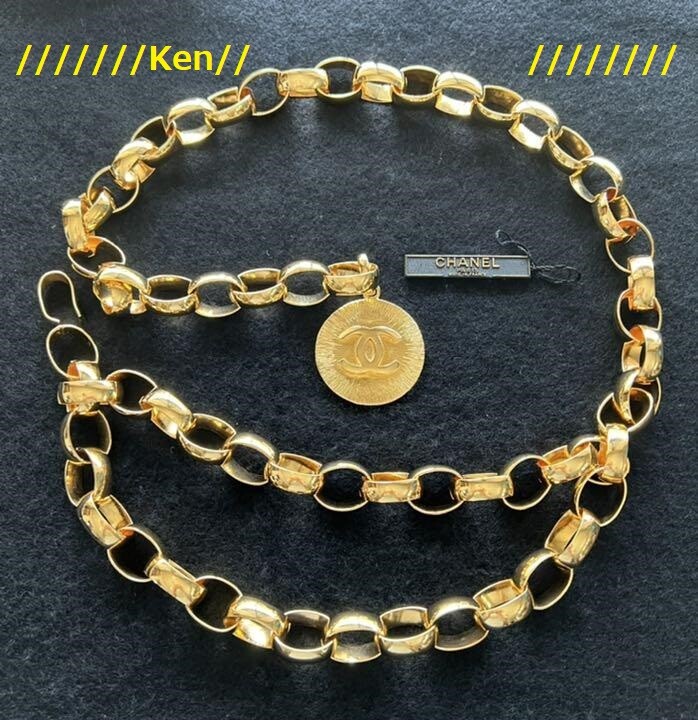 CHANEL Belt Chain AUTH Coco Mark Vintage Rare Necklace 92cm gold CC Medal F/S