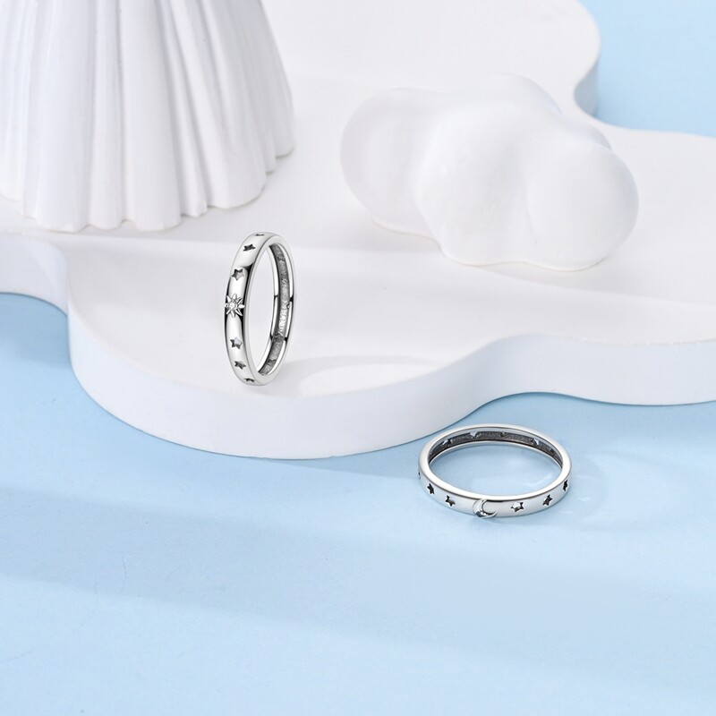 MULA 925 Sterling Silver Finger Ring Clear AAA CZ Hollow Stars For Women Jewelry