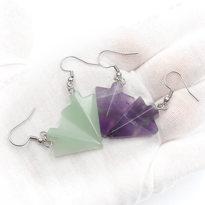 Wholesale 12Pair Natural Gemstone Arrow Earrings Healing Crystal Charm Pendant