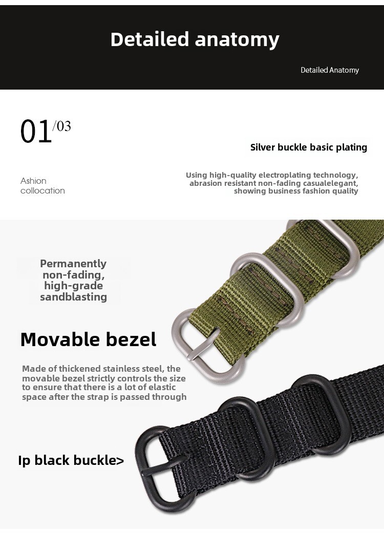Military Style Nylon Canvas Replacement Watch Band Strap for Casio G-SHOCK 16mm