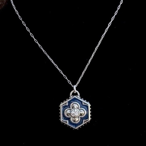 Brighton Necklace Fashionista SHINE ON Reversible Blue Enamel Pendant NWT