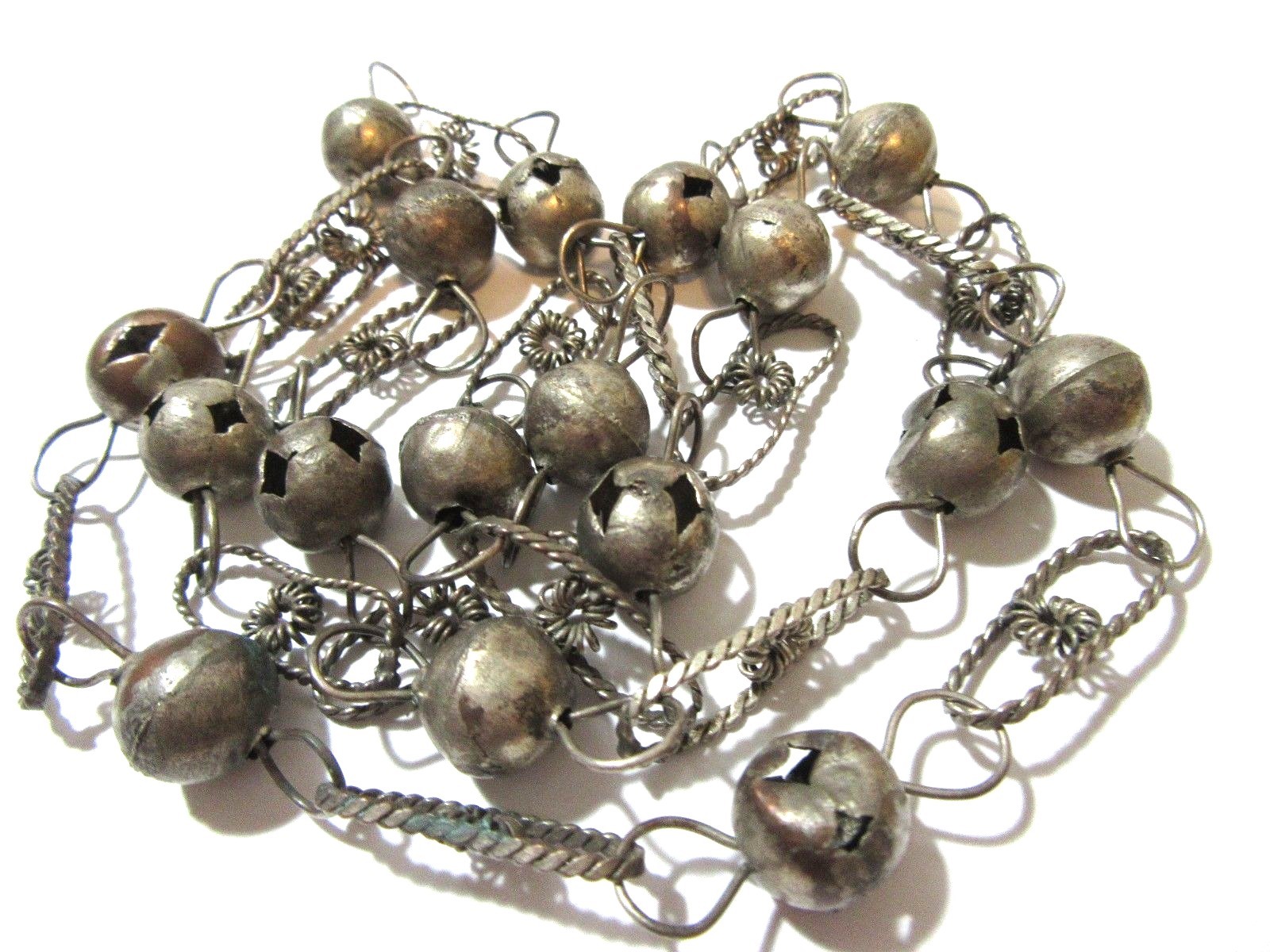 TRADITIONAL WEDDING BEADS NECKLACE CARVED STARS SMOOTH ROUNDS BALLS MEXICO