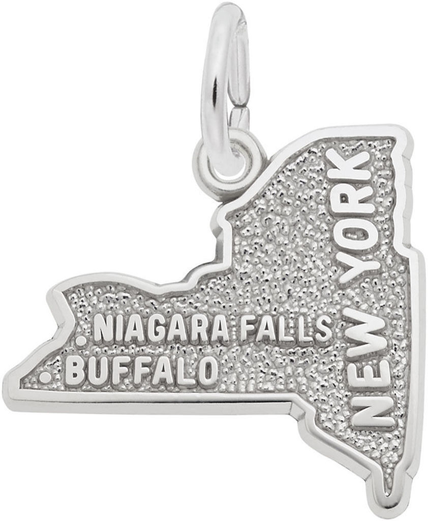 Sterling Silver Western New York Map Charm by Rembrandt