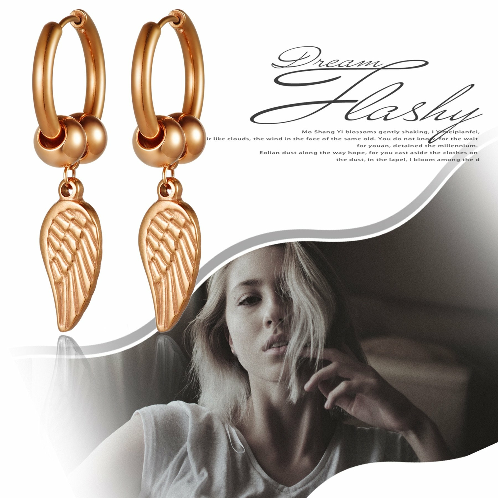 Unisex Stainless Steel Feather Drop Dangle Hoop Huggie Stud Earrings Mens Womens