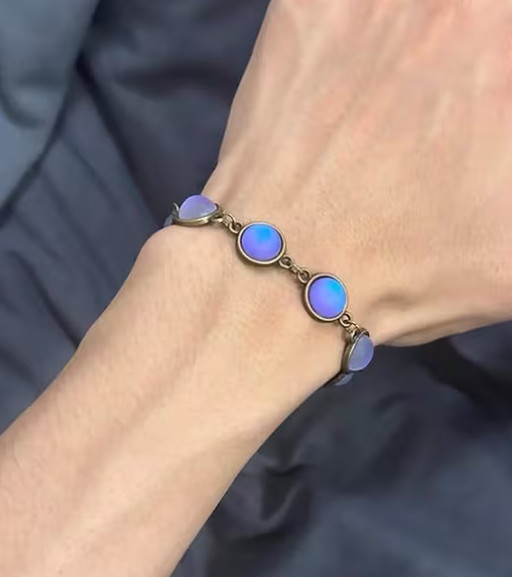 Iridescent blue bronze bracelet