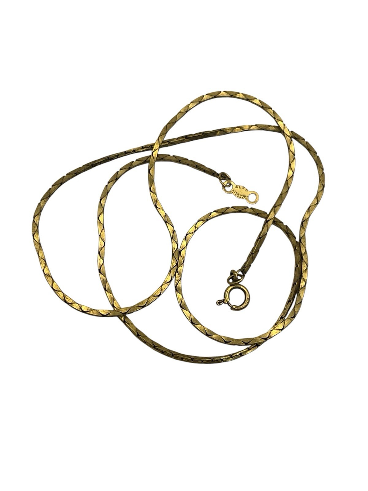 12k gold filled cobra link ELKA gold tone chain necklace vintage