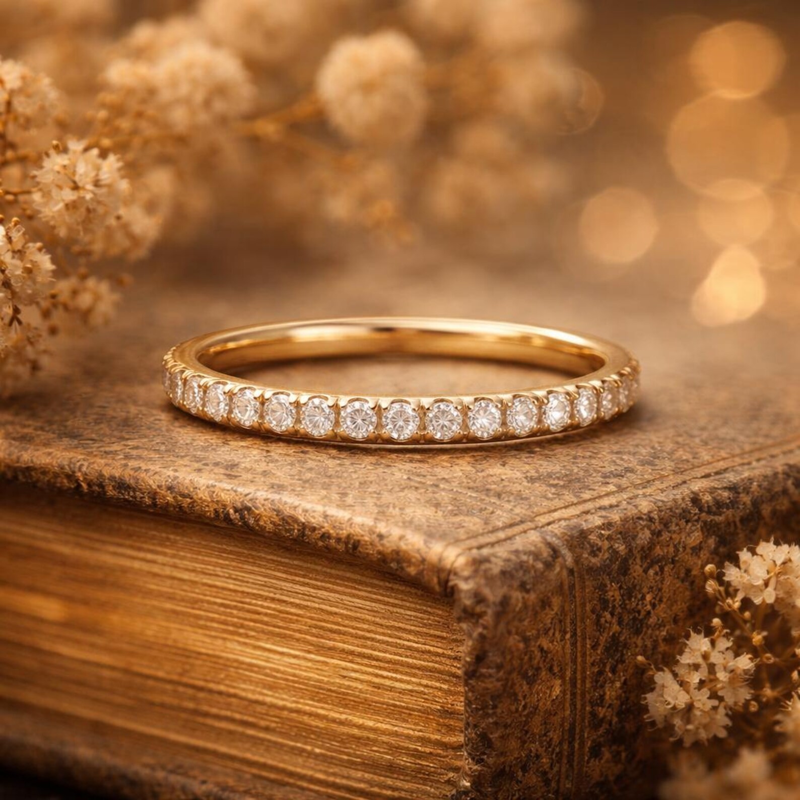 1.80 Ct Round Cut Simulated Diamond Women’s Eternity Ring 14k Yellow Gold Plated