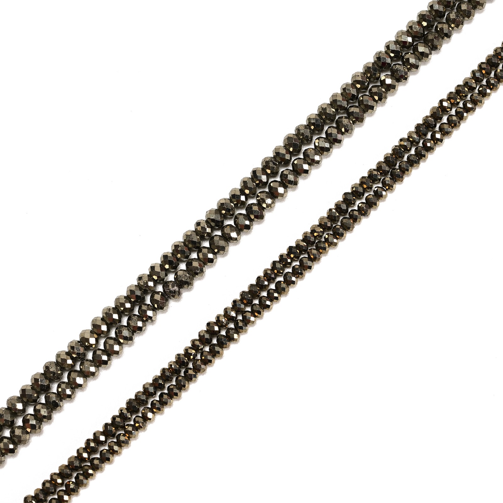 Natural Pyrite Faceted Rondelle Beads Size 2x3mm 3x4mm 15.5″ Strand