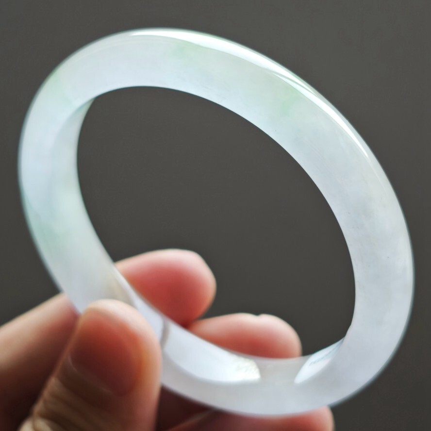 61mm Natural Icy Green Jadeite Jade Bracelet Burma Jadeite Jade Big Bangle 3110