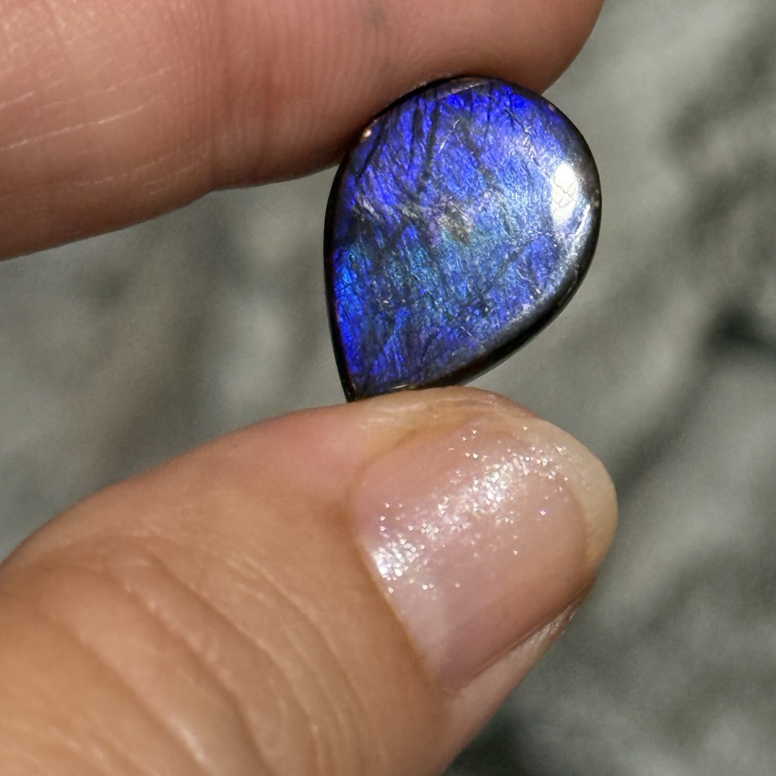 10.6ct 18x13x5mm Genuine Purple Ammolite Teardrop Cabochon Gem