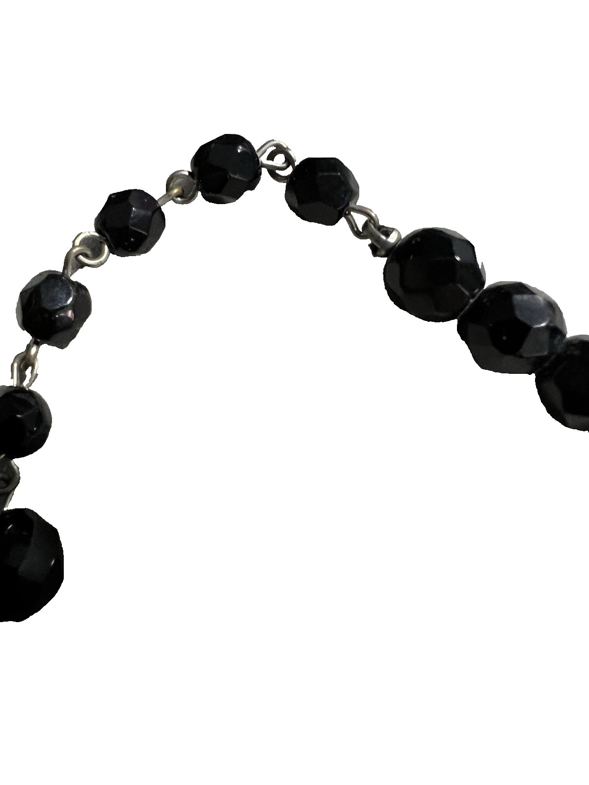 Vintage 15” Black Crystal Faceted Beaded Choker With Asian Warrior Pendant