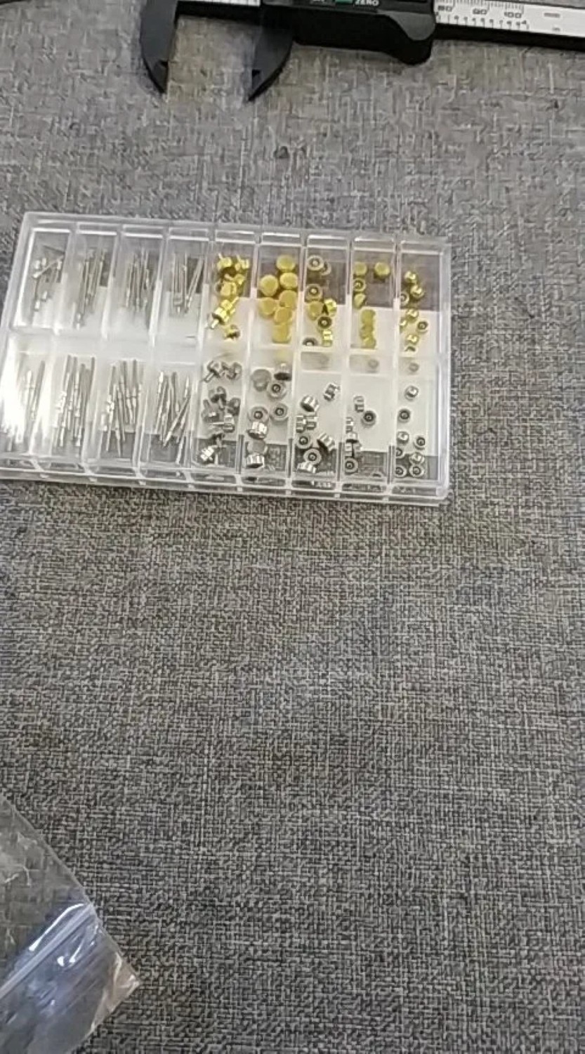Assorted Watch Stem Extender & Crowns Repair Replacement Accessory Tool Box kit