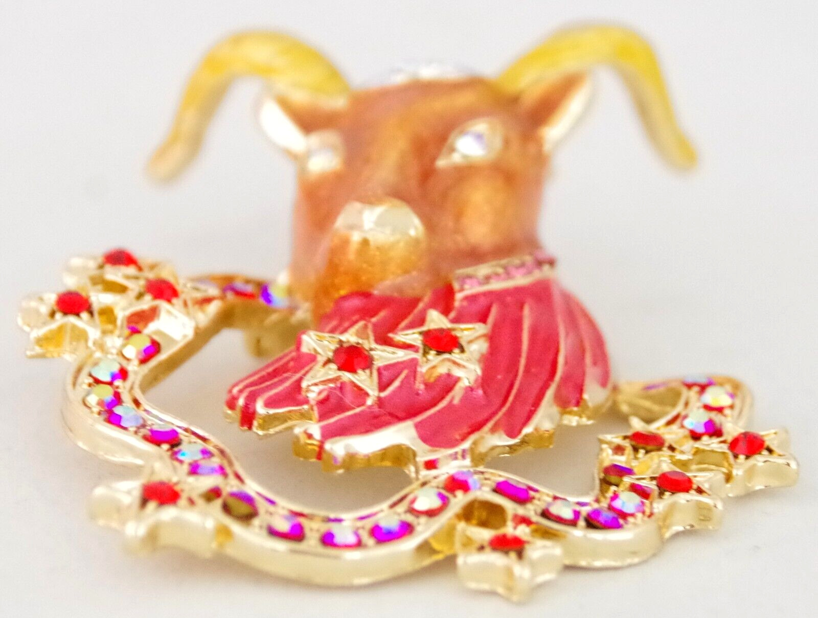 2.75″ DESIGNER STYLE CAPRICORN ZODIAC HOROSCOPE GOAT AB RHINESTONE BROOCH PIN