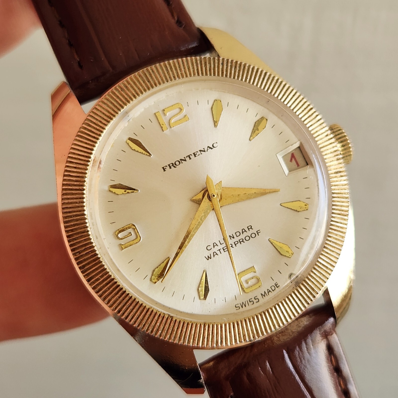 Vintage FRONTENAC men’s manual winding watch Date Baumgartner 866 swiss 1970s