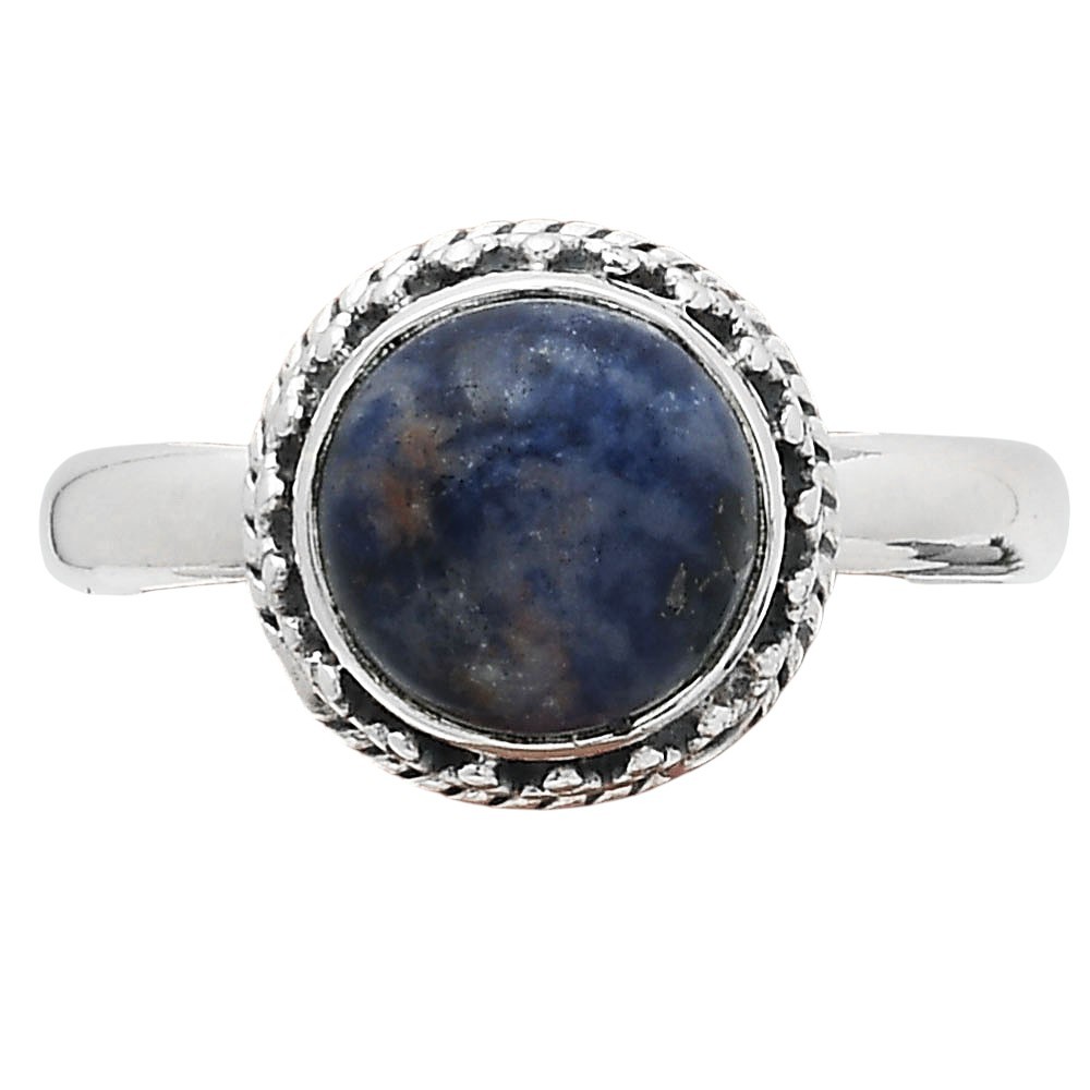 Natural Sodalite 925 Sterling Silver Ring s.8.5 Jewelry R-1262
