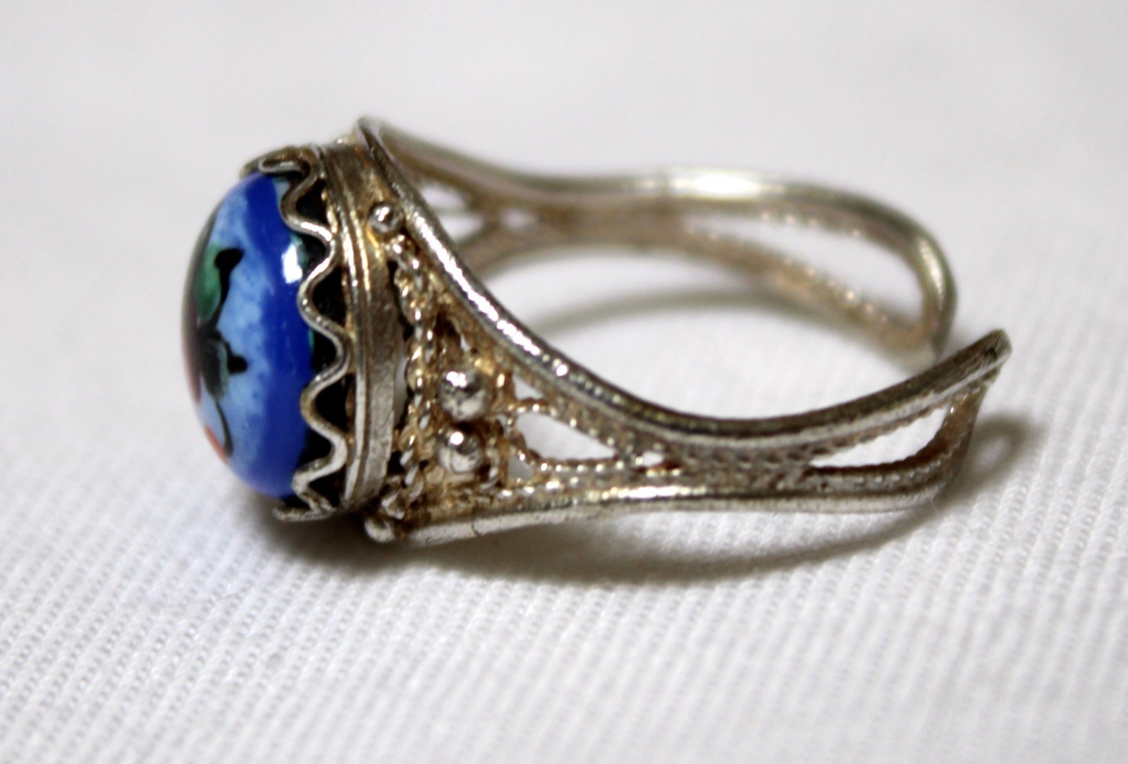 Vintage Russian Hand Painted Enamel Rings 3 Variation Finift Technique #85,86,90