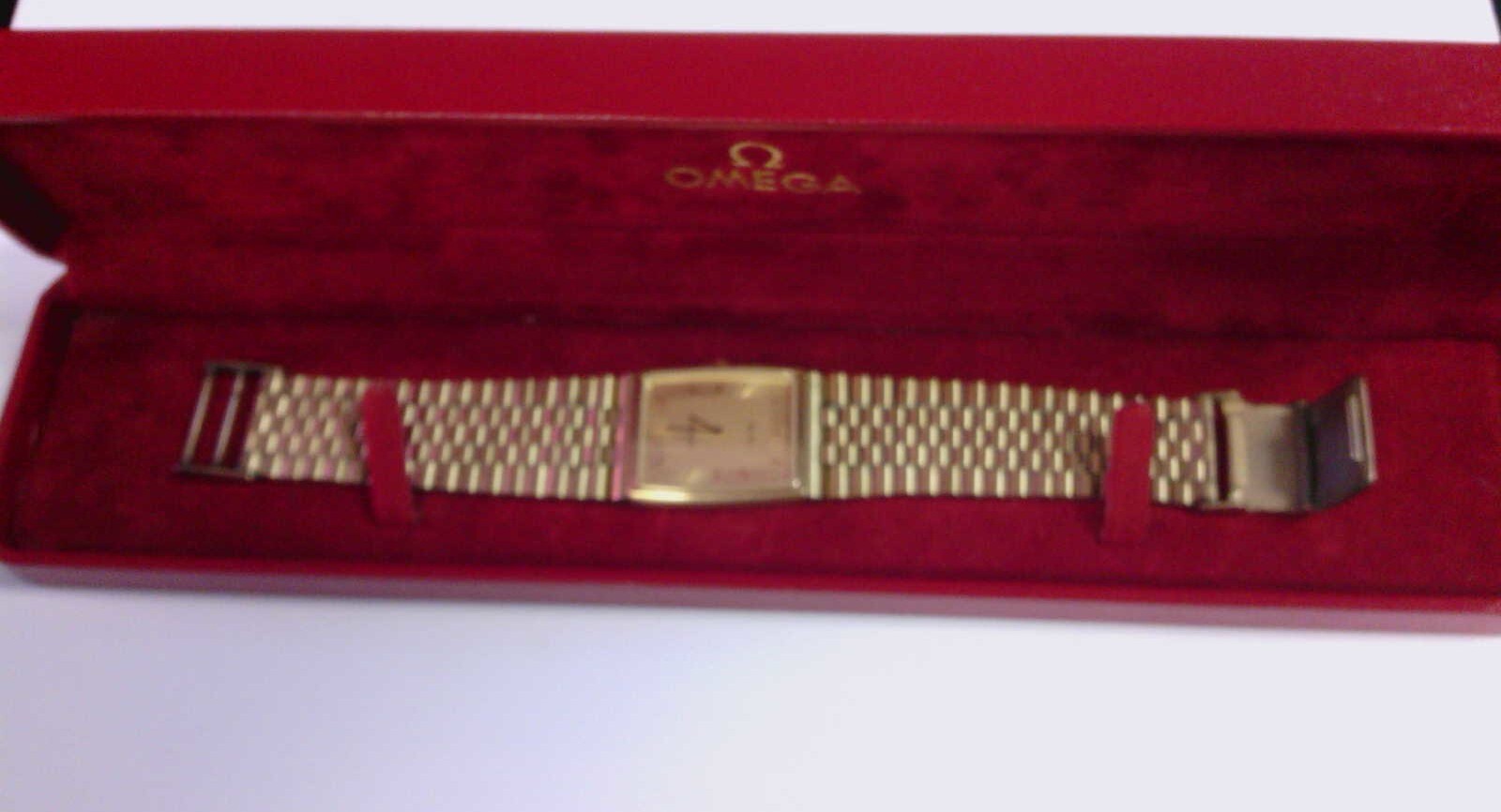 VTG OMEGA DeVille 10k RGP QUARTZ Watch W Original Box, Tag, Links! DOES NOT WORK