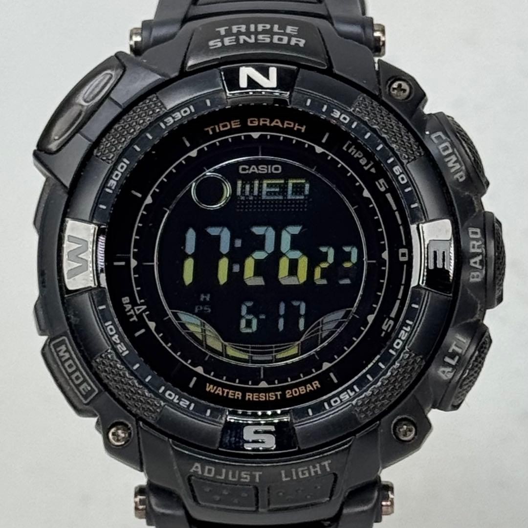 Rare PROTREK PRG 130Y Tough Solar Black Inverted LCD