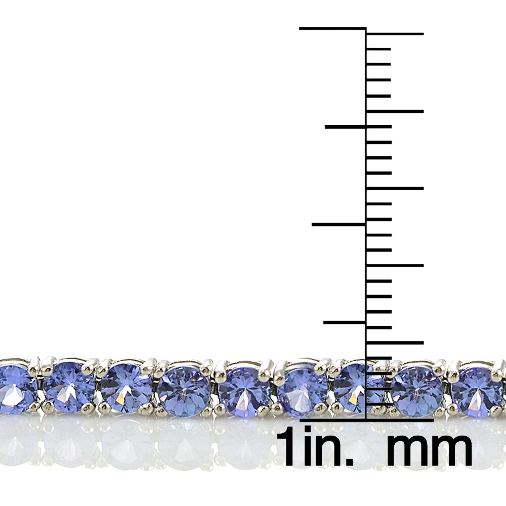 Sterling Silver 9.55ct Tanzanite 4mm Round Tennis Bracelet