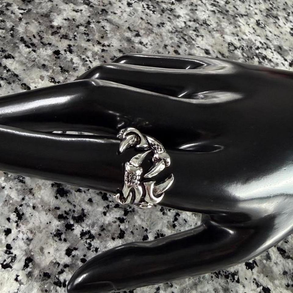 Silver Chrome Steel Y2k Claw Goth Emo Ring Brand New