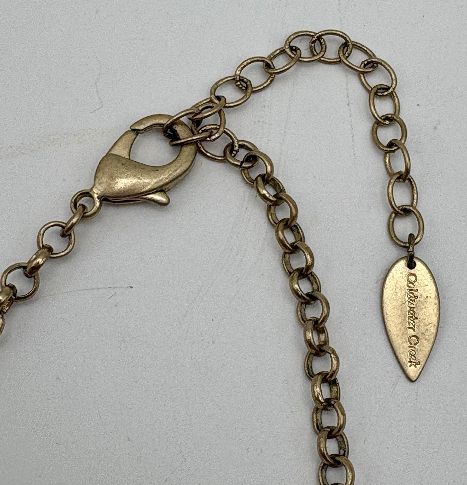 Coldwater Creek Signed Adjustable Cable Chain Blue Rhinestone Necklace Lobster