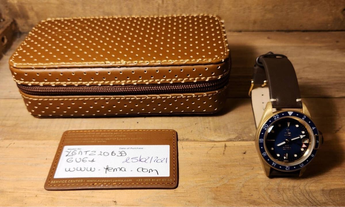 YEMA Superman GMT Bronze Limited 1948pcs Blue Dial Automatic Watch Box Card