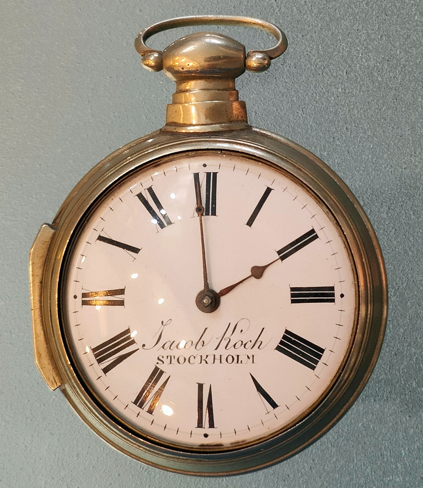 JACOB HOCH POCKET WATCH DIAMETER 6.5 IN CASE EARLY NINETEENTH CENTURY
