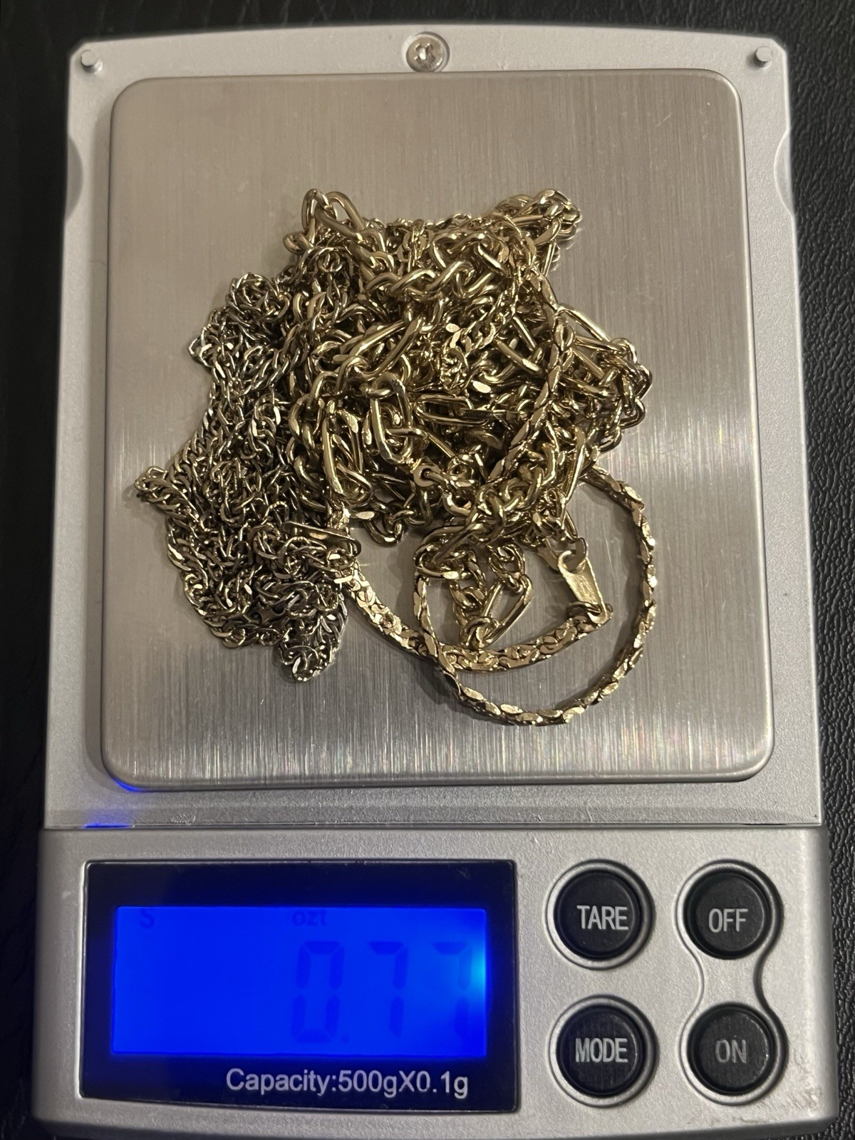 14KT GP Jewelry (2 Necklaces & 3 Bracelets) Wearable – .77 oz / 23.8 Grams