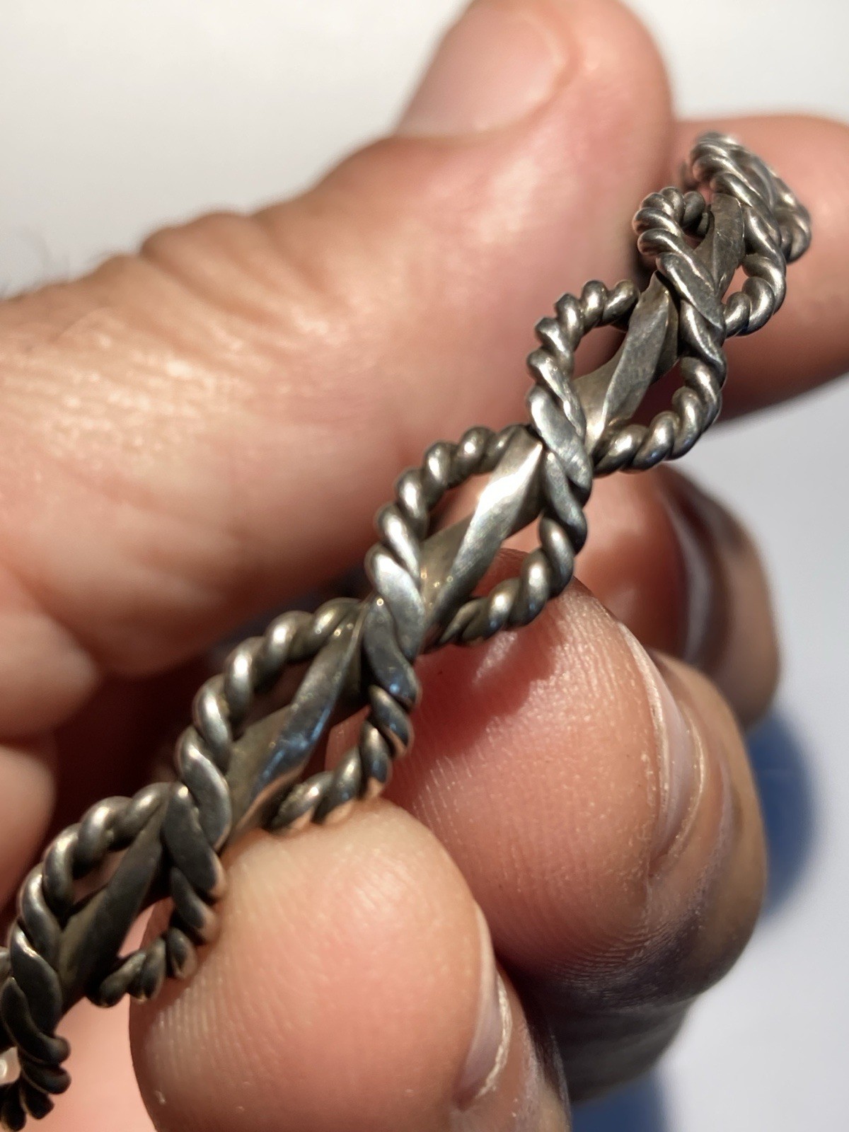 Bangle Bracelet Sterling 925 Silver Braided Rope 16 Grams 2 1/8 In Diameter m002