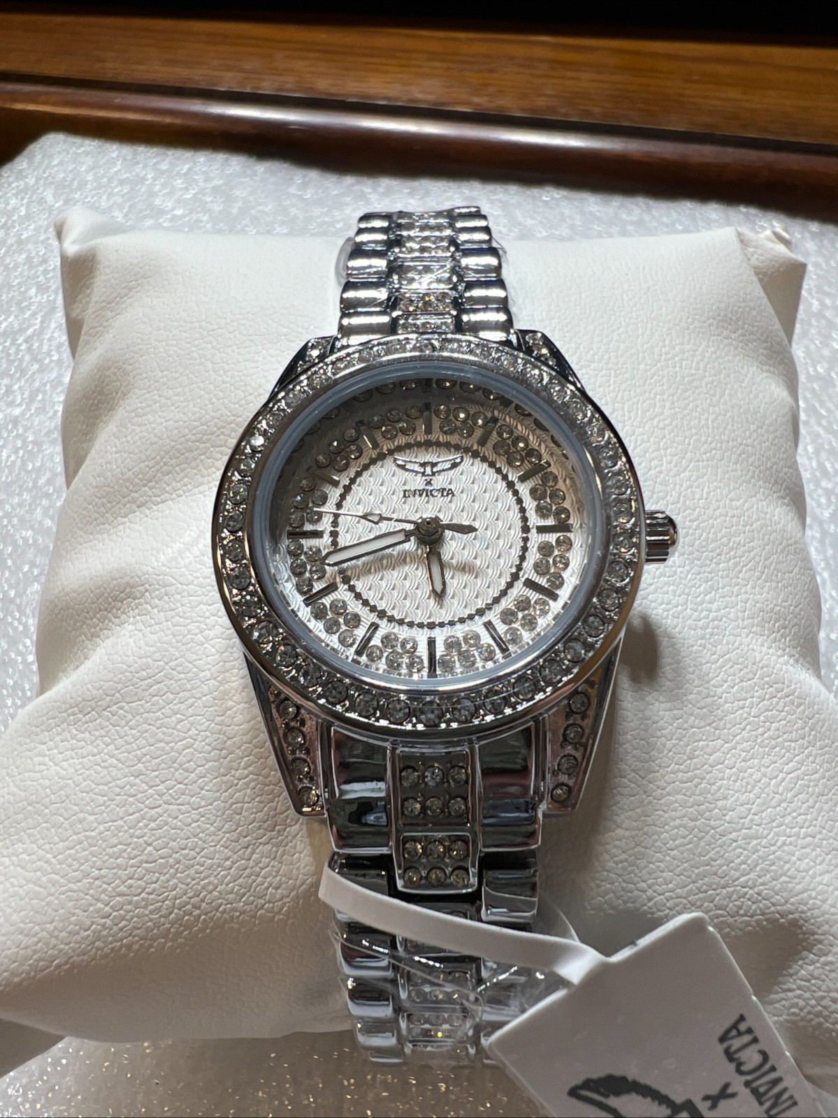 Invicta Wildflower I Women’s 32mm silver iced out crystal dress watch Retail$229