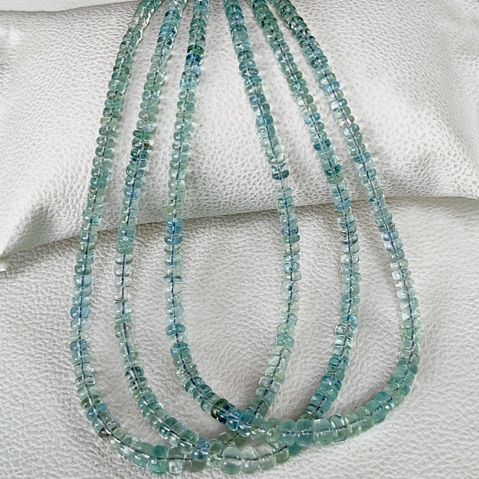 Natural Aquamarine 3.5-6mm Smooth Rondelle Beads Strand 16″ Brazil Gemstones