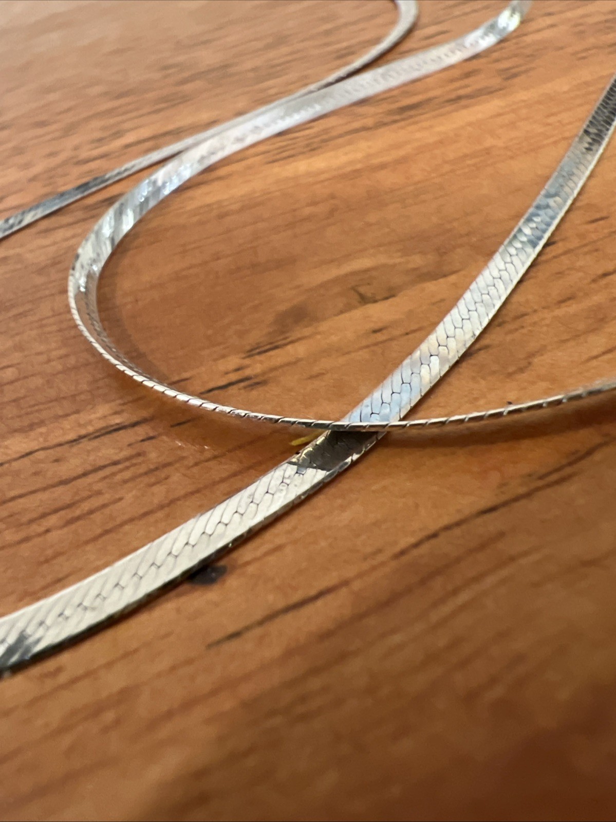 30in 3mm 925 Sterling Silver Flat Herringbone Necklace High Shine Italy 8 Grams