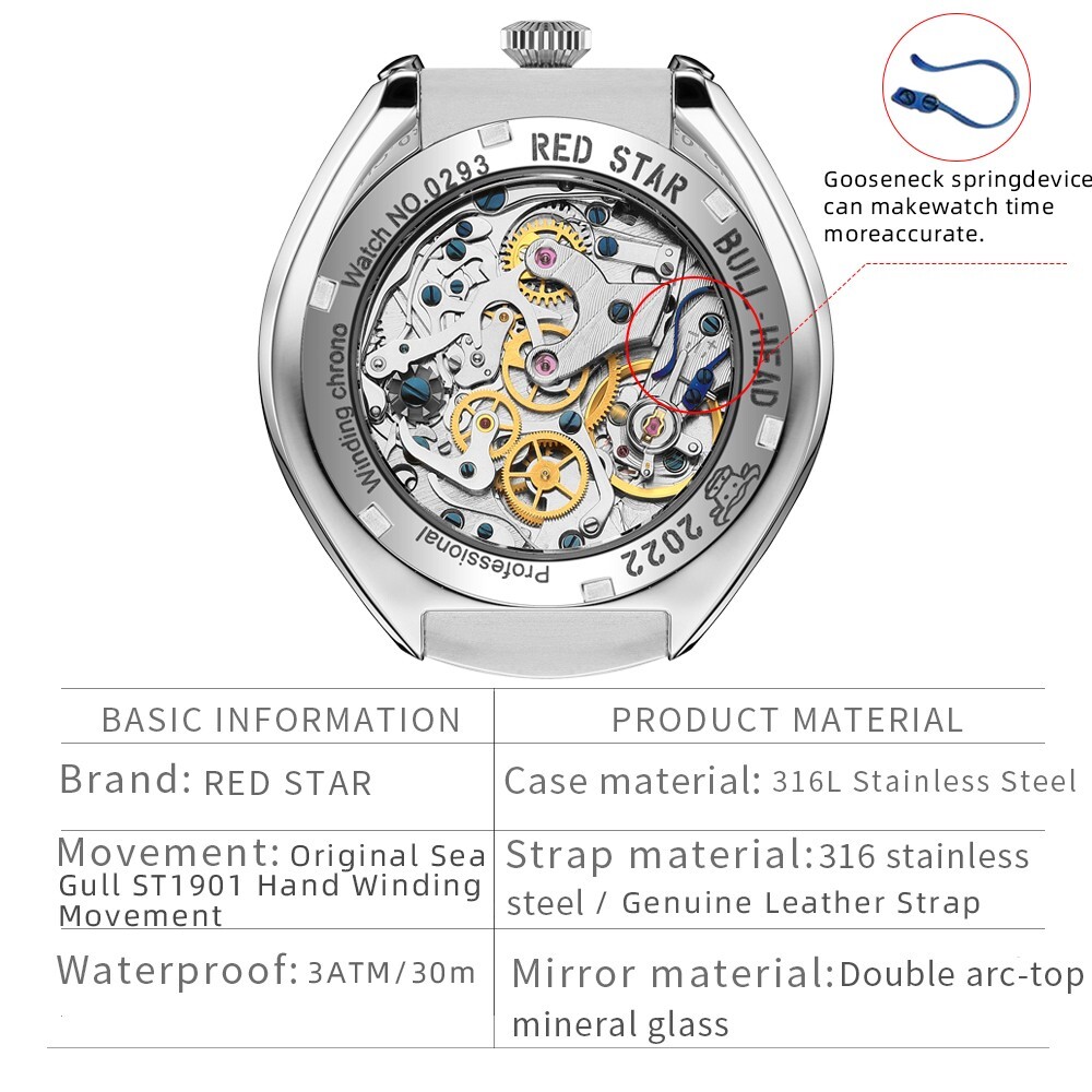 SEAKOSS Red Star Bullhead Dual-Time Zone Chronograph with Luminous Display watch