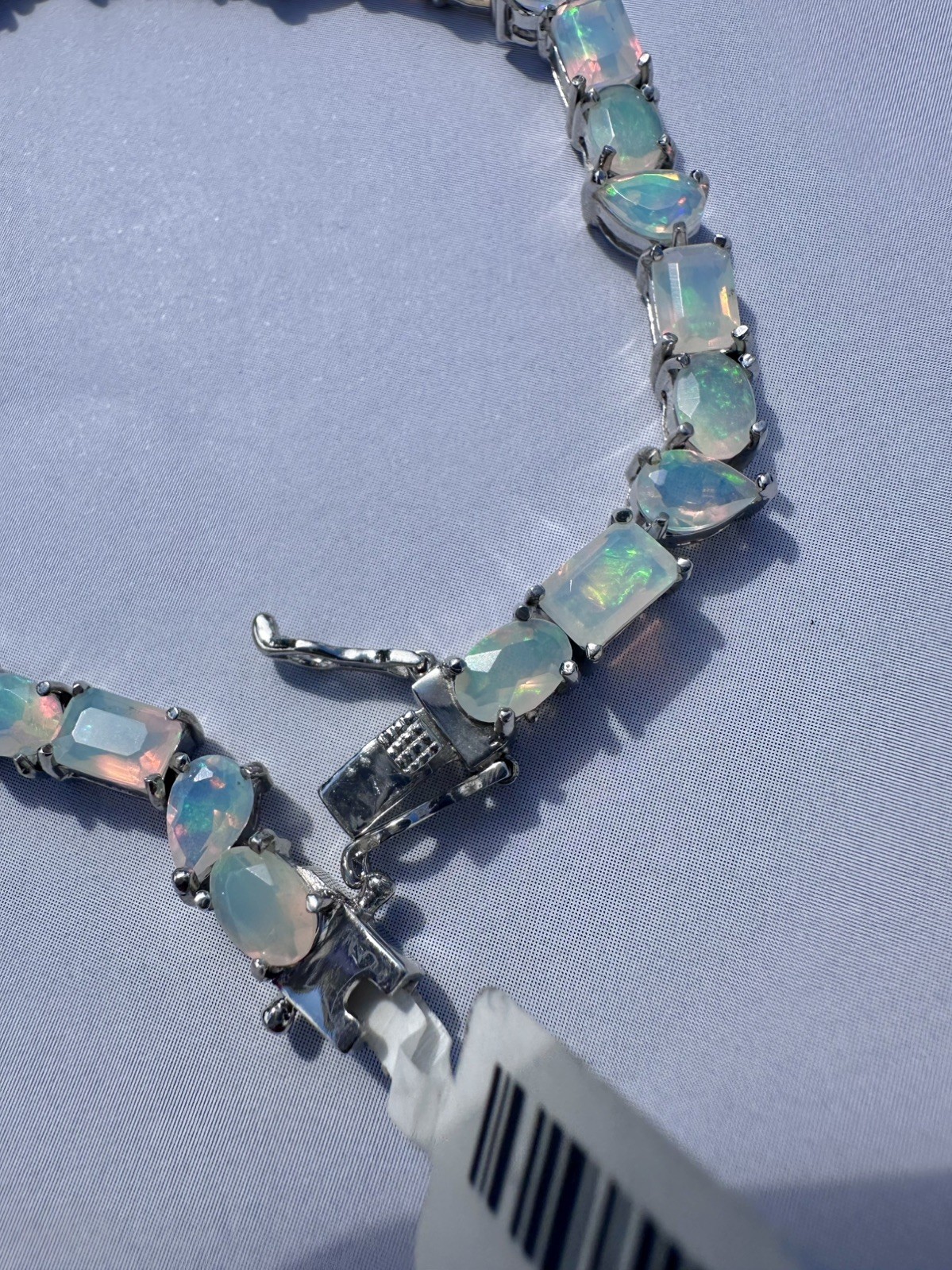 Stunning Genuine Opal Bracelet In Sterling Silver