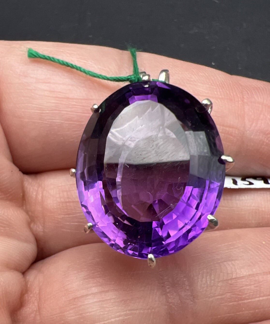 31.69 ct Amethyst and Sterling Silver Pendant. 8.8 Grams