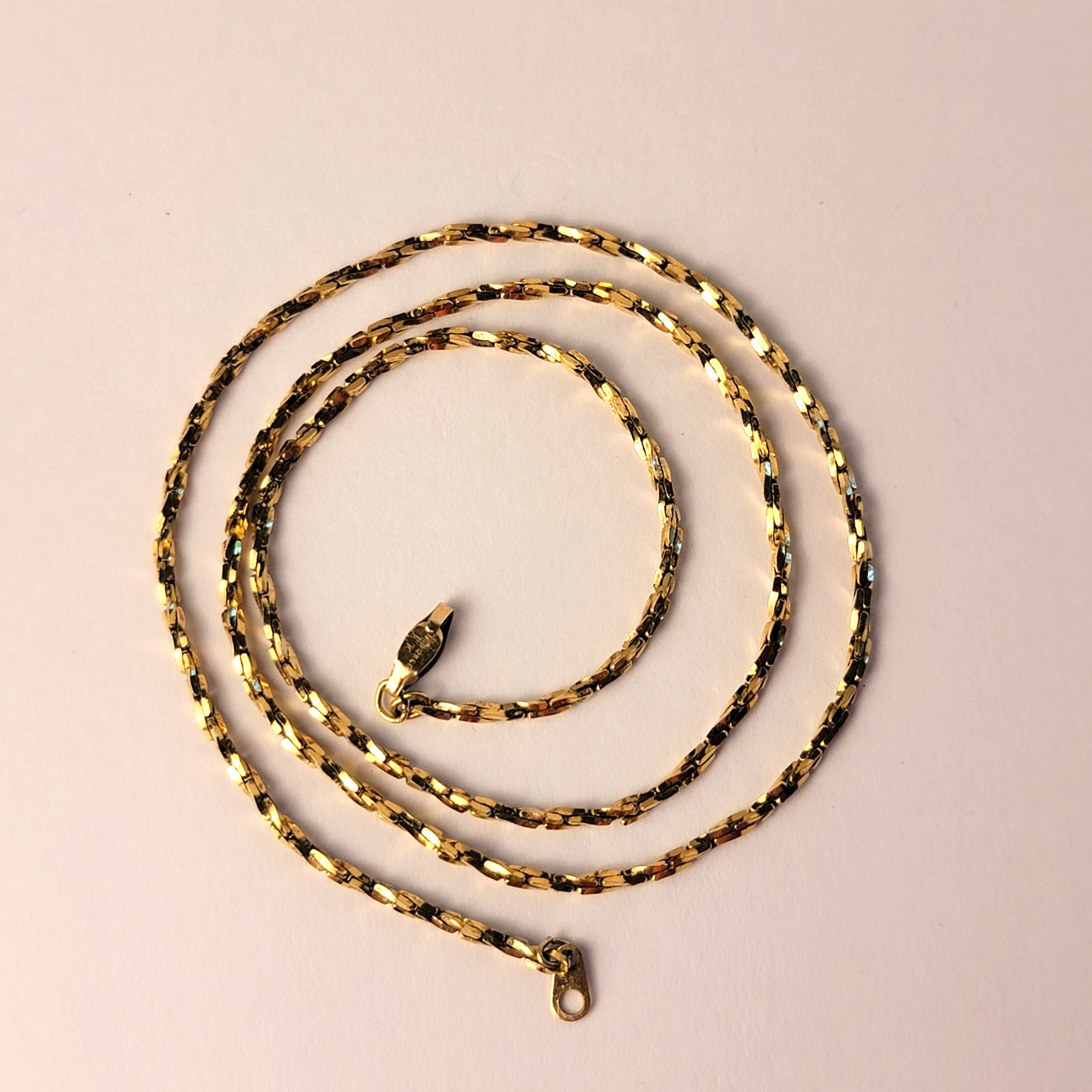 Vintage Tru-Kay 12K Gold Filled 19″ Scroll Link Chain Necklace 2mm 5.68g Signed