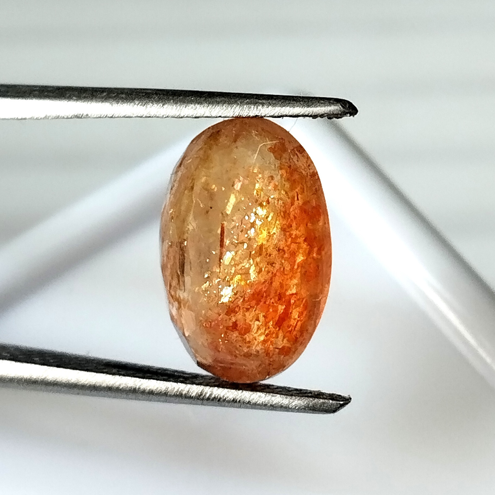 3.60 Carat Natural Fire Sunstone Oval Shape Faceted Untreated Gemstone 12X8.5 mm