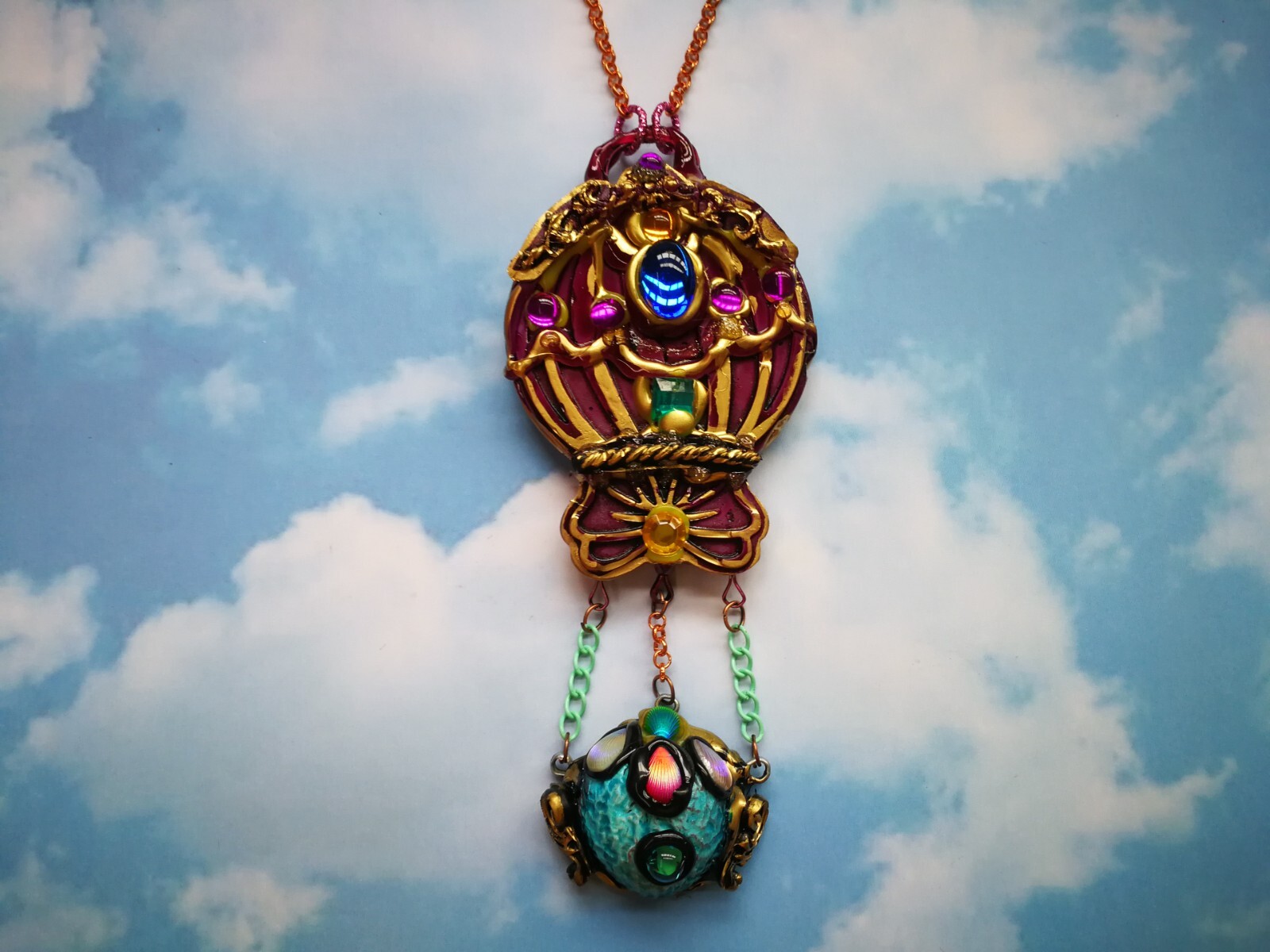 Jewelry Necklace Pendant Luxury Art Deco Nouveau Charm Jewellery Hot Air Balloon