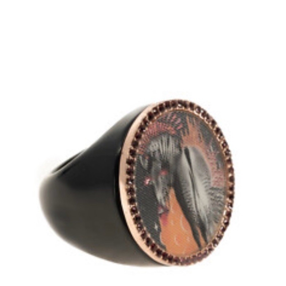 Marc Jacobs Glossy Black Zebra hologram ring