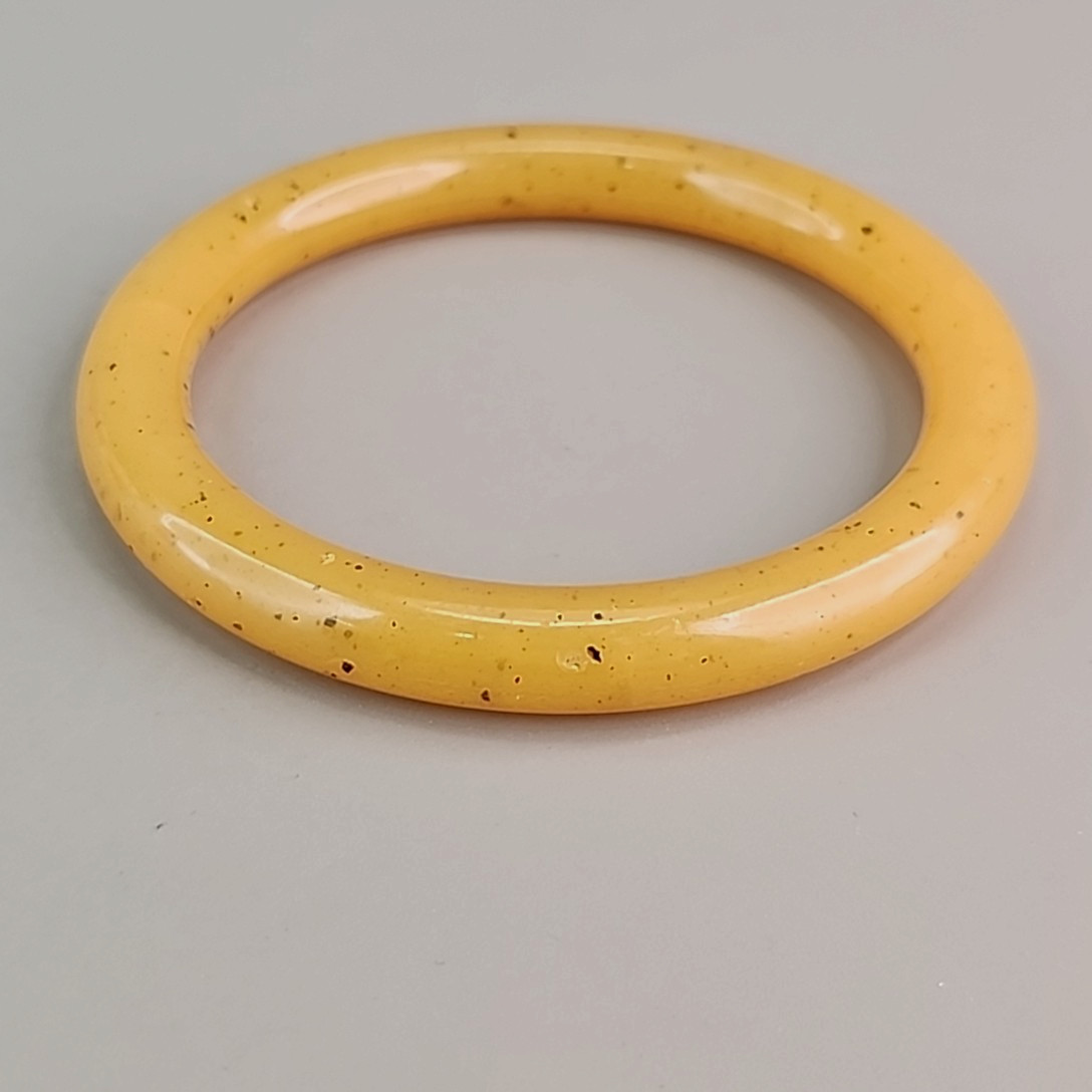 Vintage Bakelite Bangle Bracelet Yellow Egg Yolk 8″