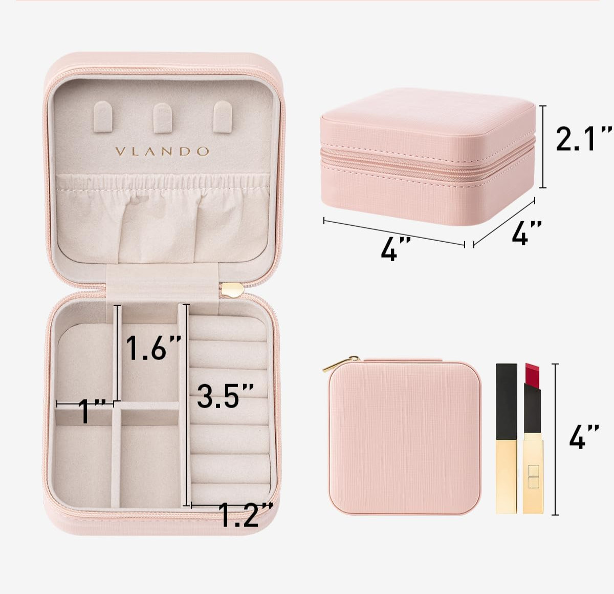 Travel Jewelry Case – Stocking Stuffers for Teen Girls Small – HOT PINK