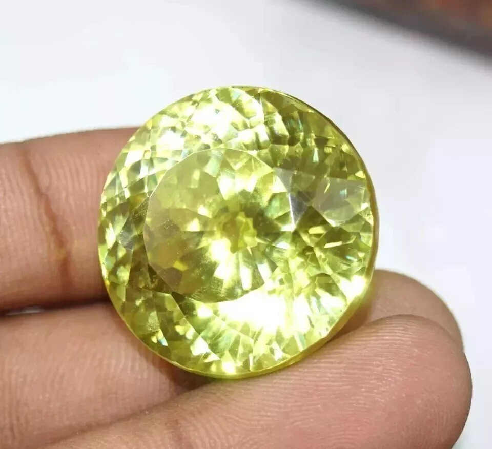 Natural Round Cut 105-107Ct Yellow Zircon Loose Gemstone Certified