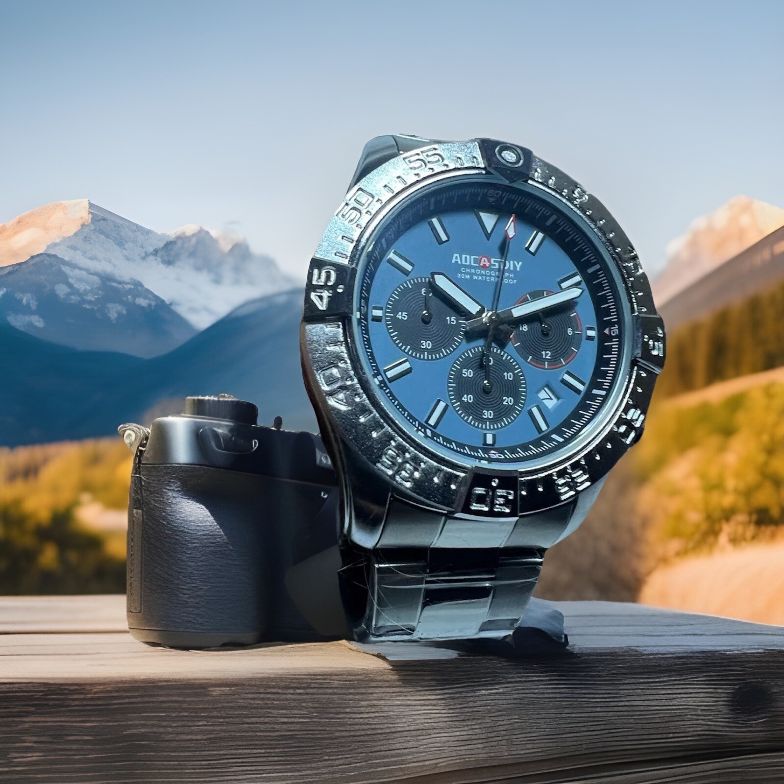 AOCASDIY Chronograph 30M,A6075,date,Super Luminous ,45mm Case, men’s Watch.